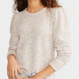 Lou & Grey Puff Sleeve Confetti Terry Sweater